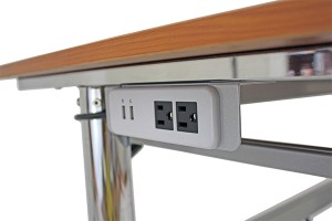 D Teak Desk Charging Station Close Up-r
