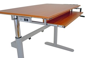 D Teak Desk With Keyboard Tray-r