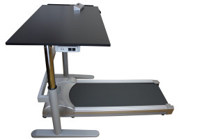 Black Desk with Treadmill Close Side View-r