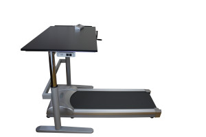 Black Desk with Treadmill Side View-r